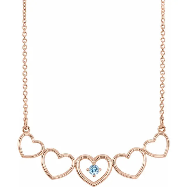 14K Rose Gold Connected Heart Family Necklace