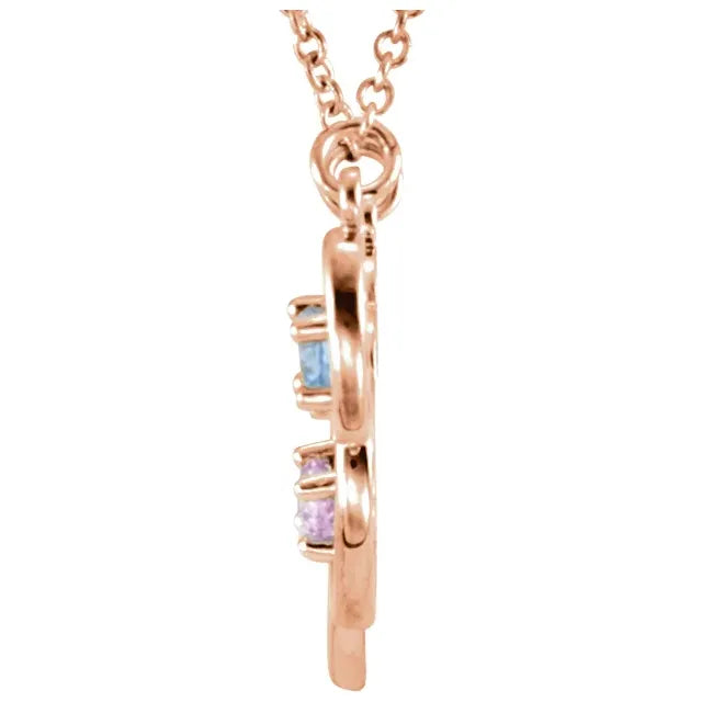 14K Rose Gold Connected Heart Family Necklace