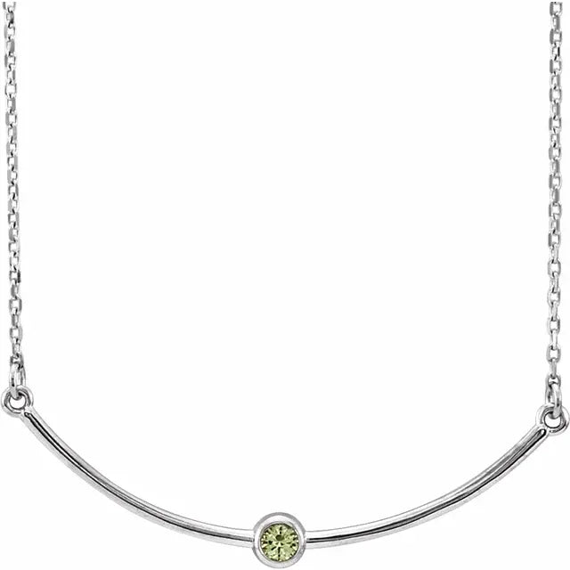 14K White Gold Family Birthstone Bezel-Set Bar 16-18" Necklace
