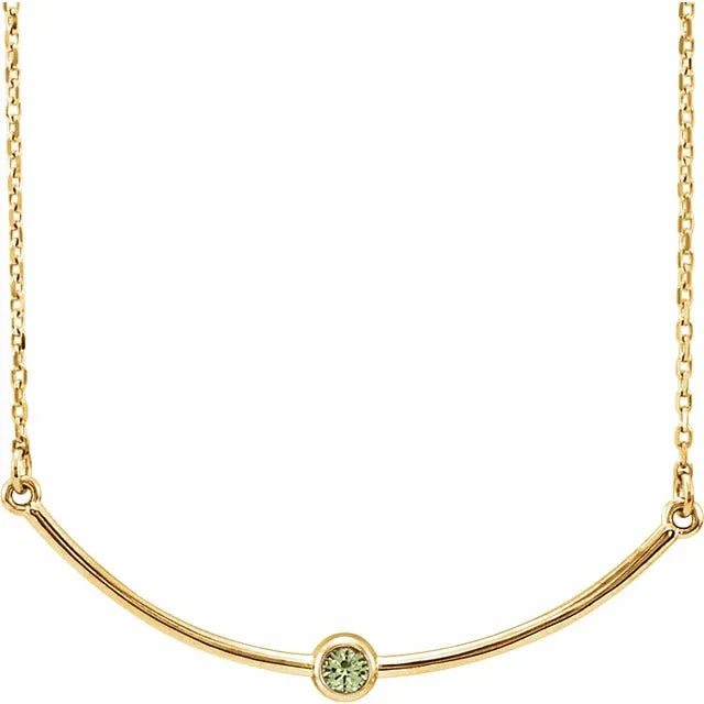 14K Yellow Gold Family Birthstone Bezel-Set Bar 16-18" Necklace