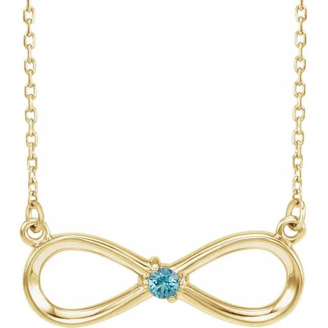 14K Yellow Gold Infinity Inspired Family Birthstone Necklace with 18" chain