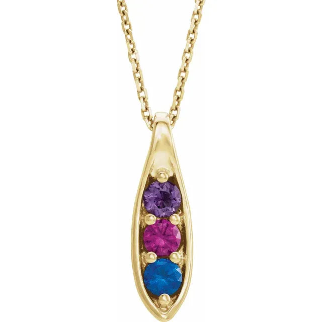 14K Yellow Gold Family Peas in a Pod 16-18" Necklace