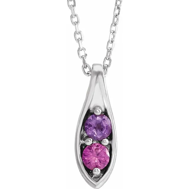 14K White Gold Family Peas in a Pod 16-18" Necklace