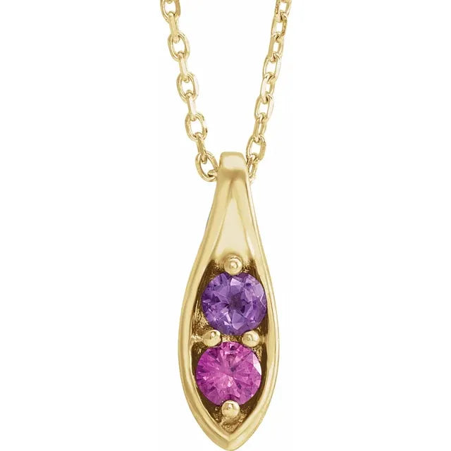 14K Yellow Gold Family Peas in a Pod 16-18" Necklace
