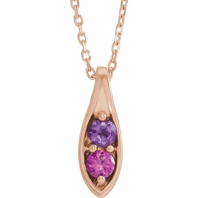 14K Rose Gold Family Peas in a Pod 16-18" Necklace