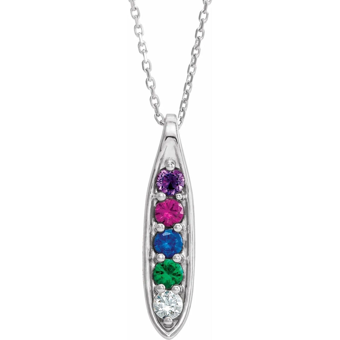 14K White Gold Family Peas in a Pod 16-18" Necklace