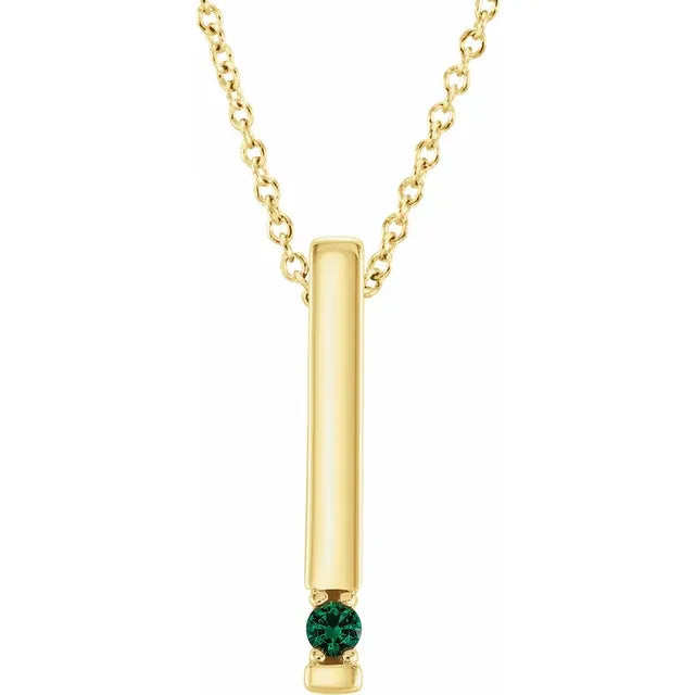 14K Yellow Gold Family Birthstone Bar 16-18" Necklace