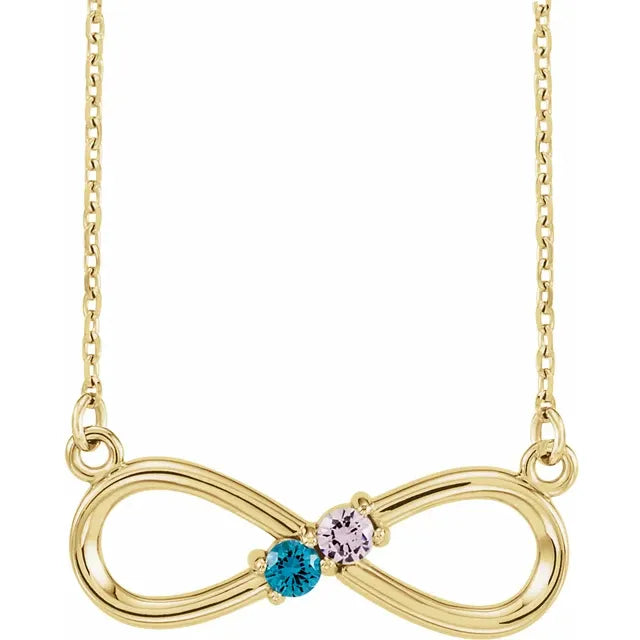 14K Yellow Gold Infinity Inspired Family Birthstone Necklace with 18" chain