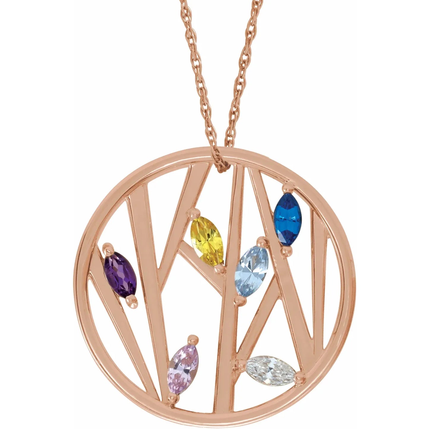 14K Rose Gold Tree Branch Family 16-18" Necklace