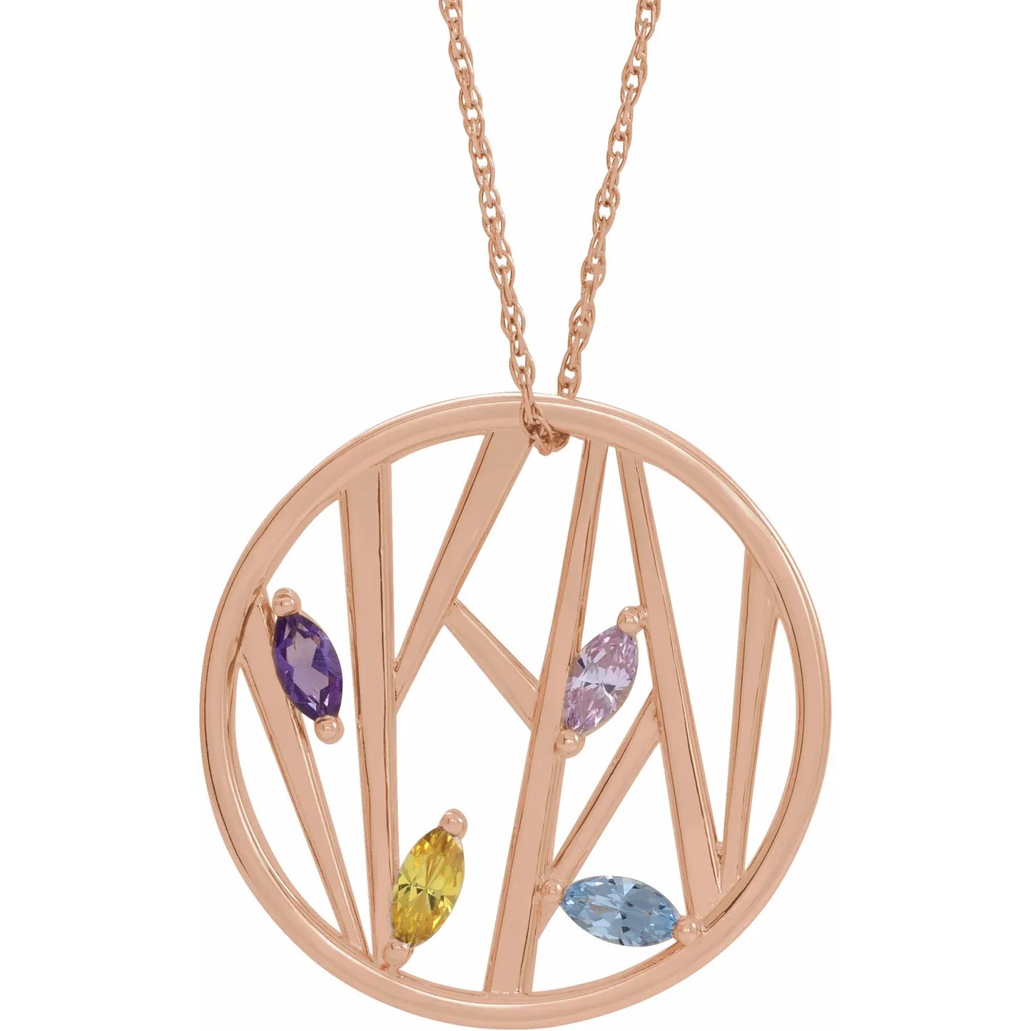 14K Rose Gold Tree Branch Family 16-18" Necklace