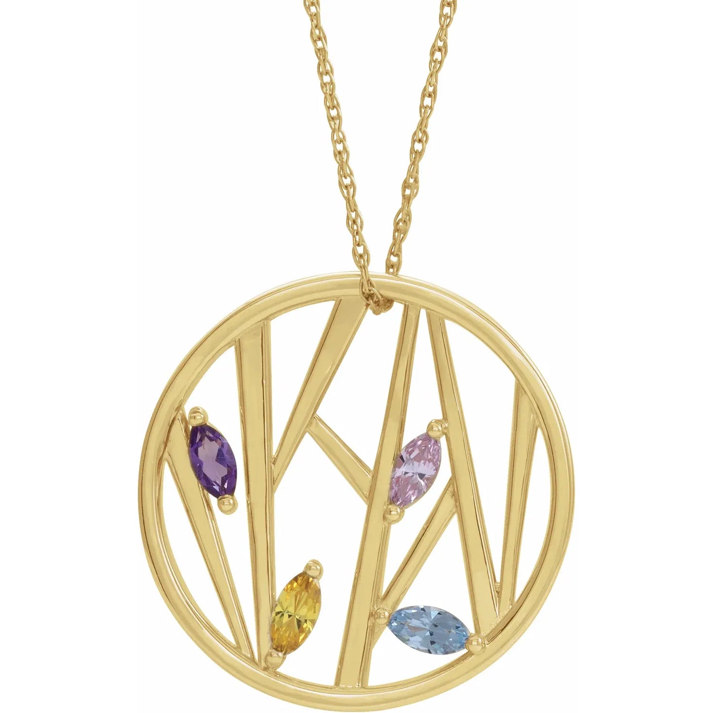 14K Yellow Gold Tree Branch Family 16-18" Necklace