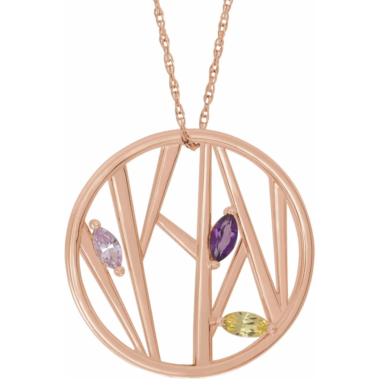 14K Rose Gold Tree Branch Family 16-18" Necklace