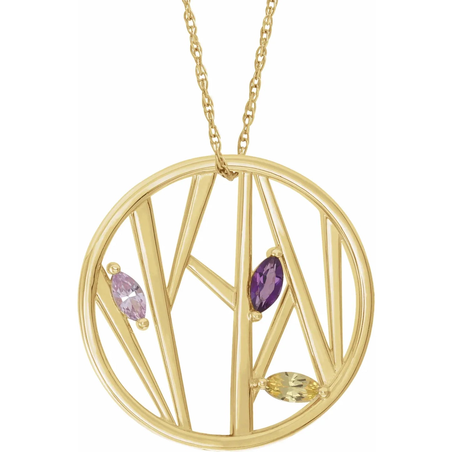 14K Yellow Gold Tree Branch Family 16-18" Necklace