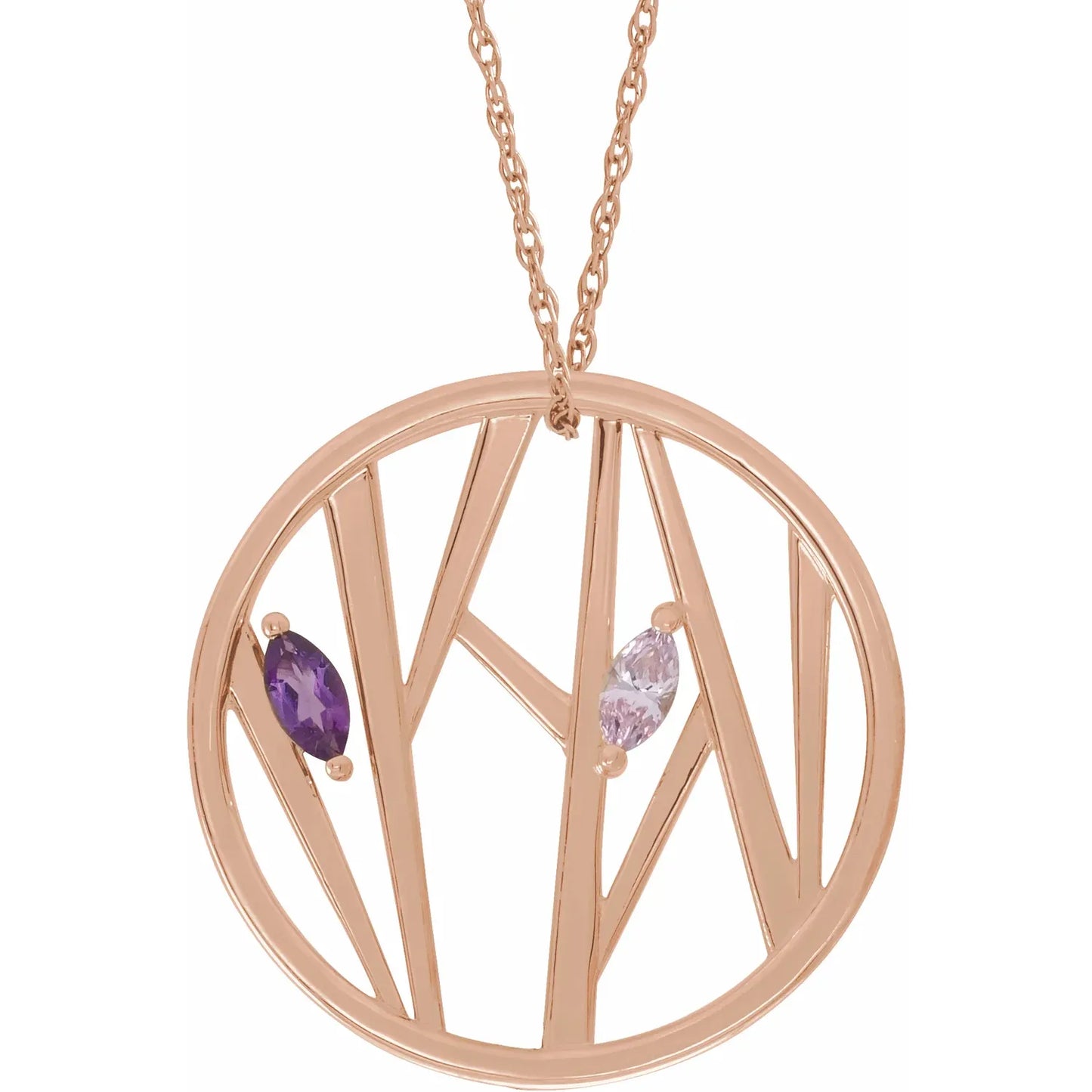 14K Rose Gold Tree Branch Family 16-18" Necklace
