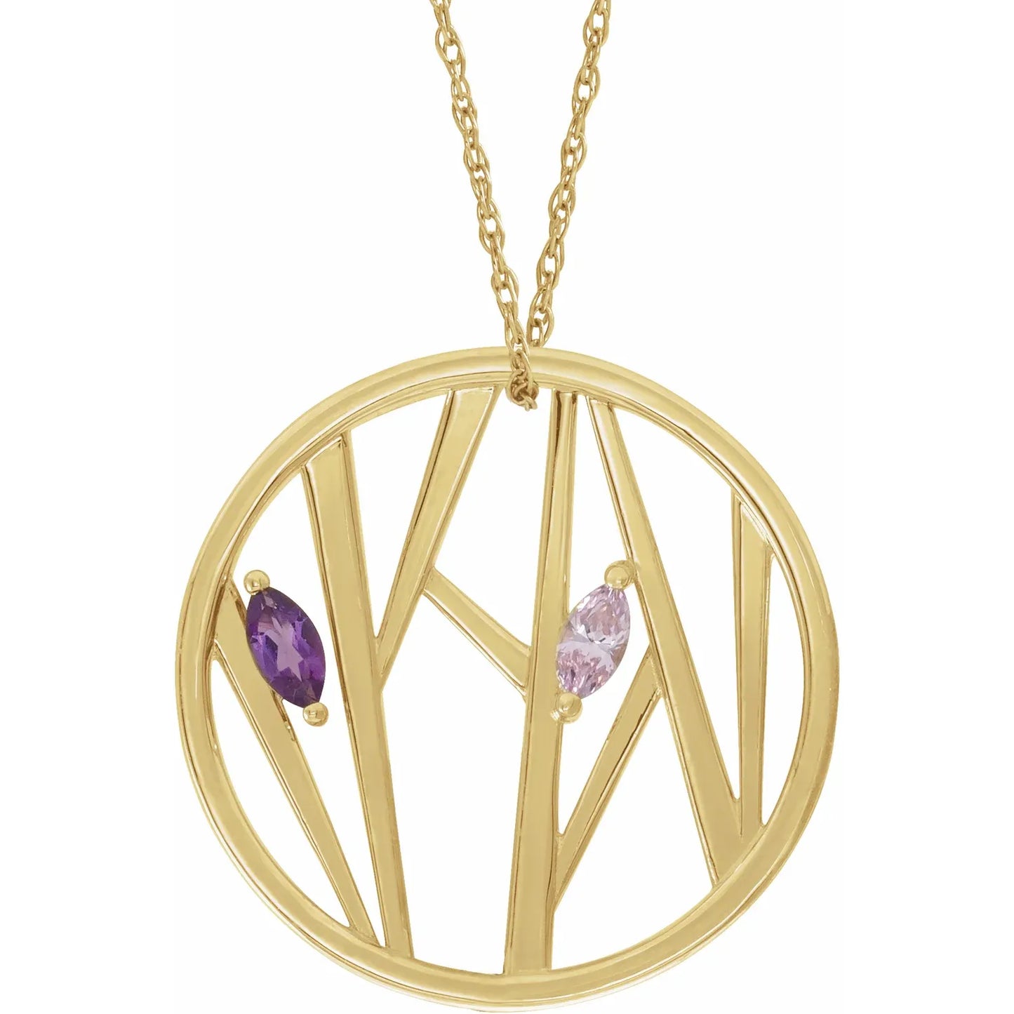 14K Yellow Gold Tree Branch Family 16-18" Necklace