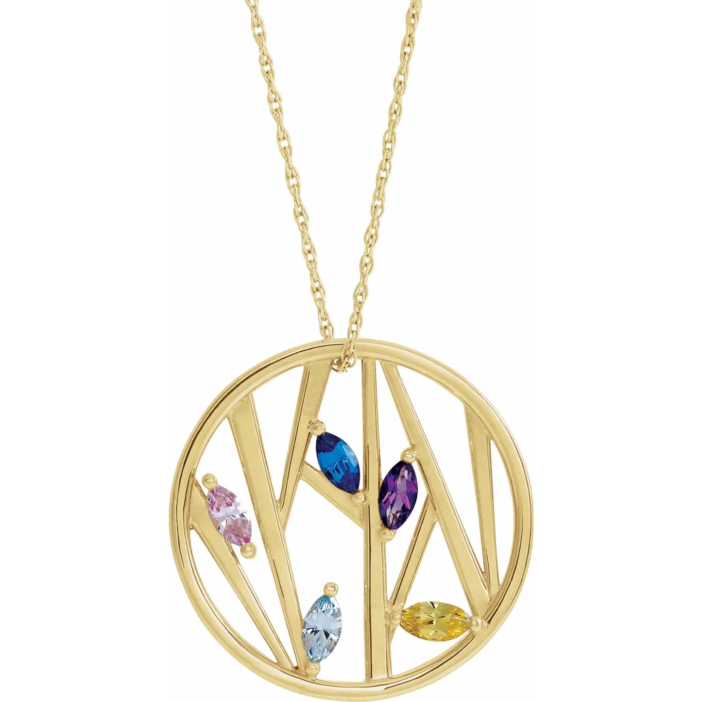 14K Yellow Gold Tree Branch Family 16-18" Necklace