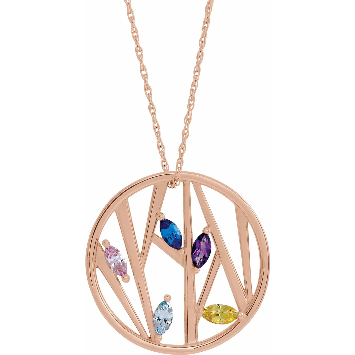 14K Rose Gold Tree Branch Family 16-18" Necklace