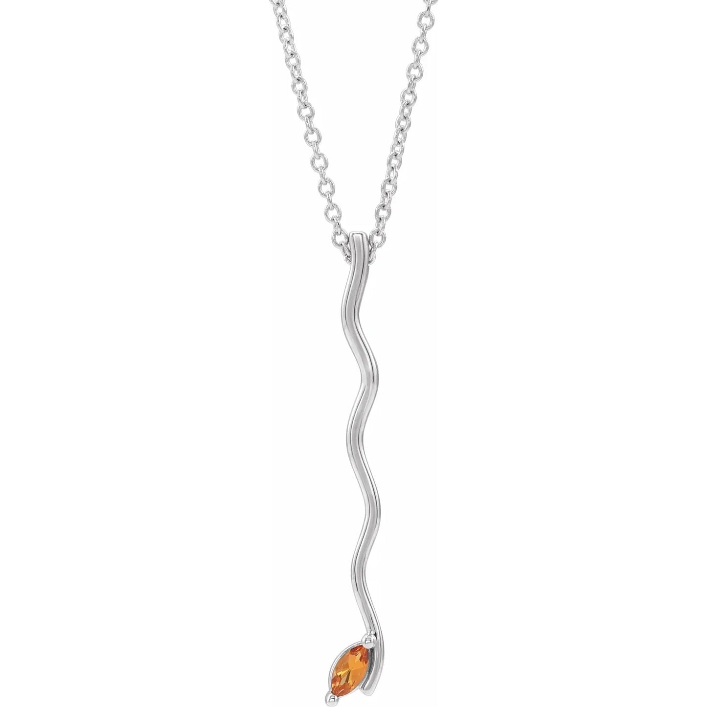 14K White Gold Family Scattered Bar 16-18" Necklace