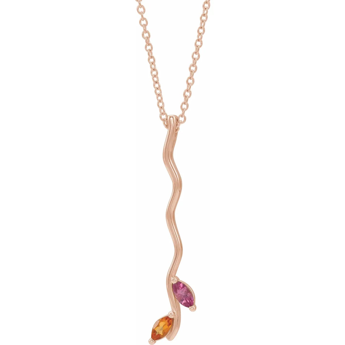 14K Rose Gold Family Scattered Bar 16-18" Necklace