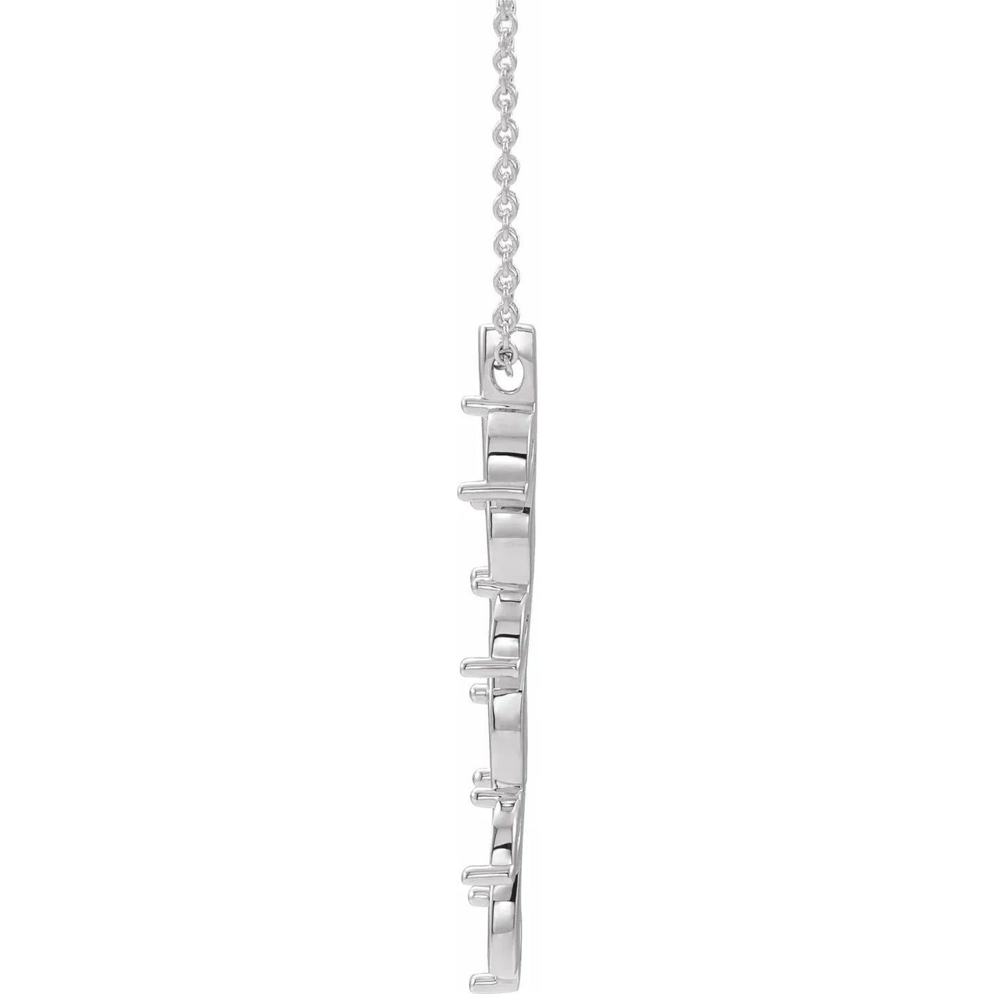 14K White Gold Family Scattered Bar 16-18" Necklace