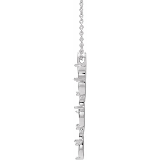 14K White Gold Family Scattered Bar 16-18" Necklace