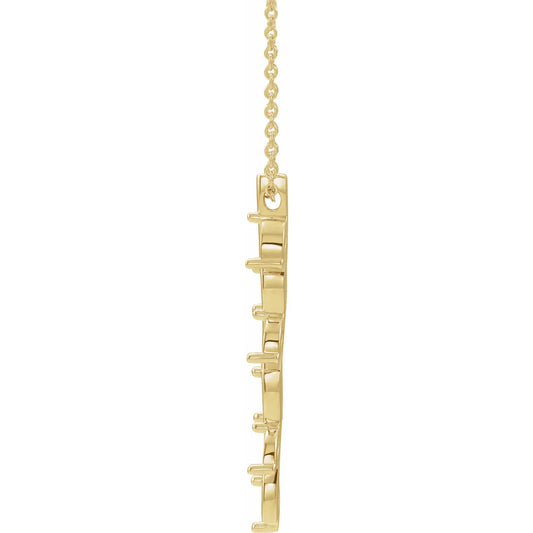 14K Yellow Gold Family Scattered Bar 16-18" Necklace