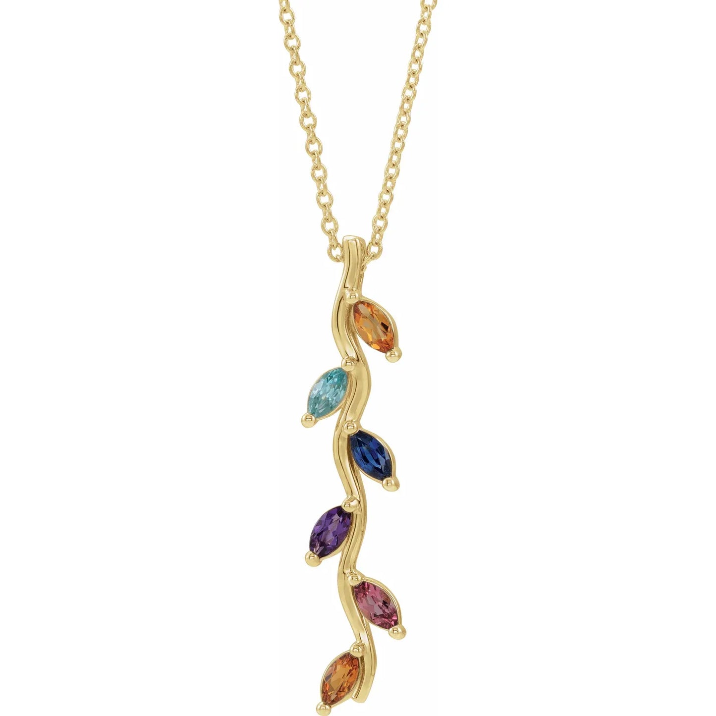 14K Yellow Gold Family Scattered Bar 16-18" Necklace