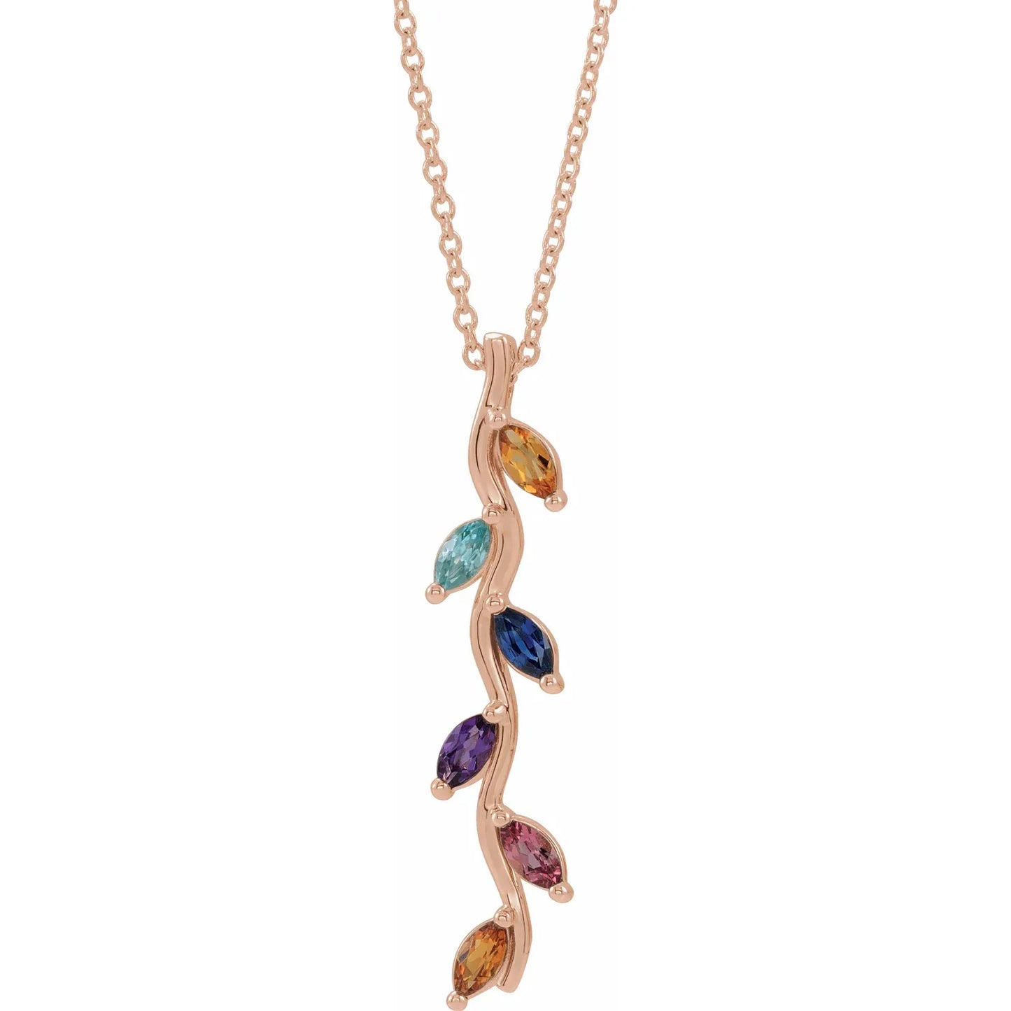 14K Rose Gold Family Scattered Bar 16-18" Necklace