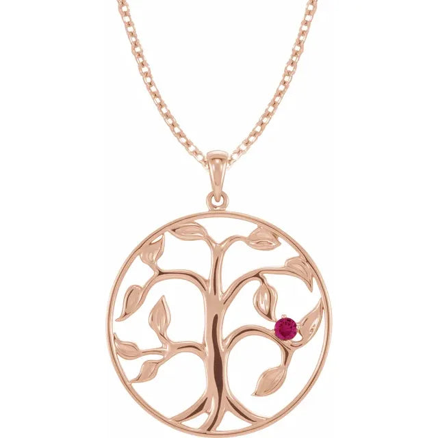 14K Rose Gold Family Tree Birthstone Necklace