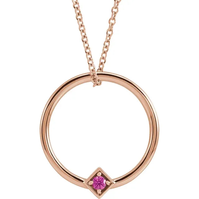 14K Rose Gold Family Circle 16-18" Necklace