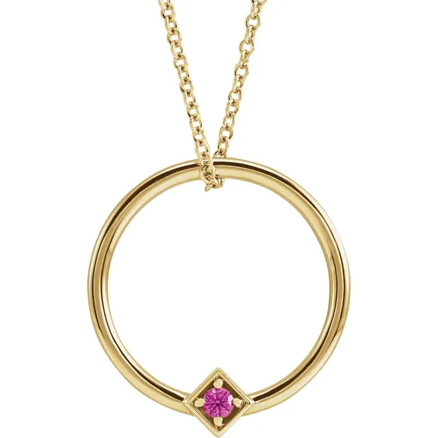 14K Yellow Gold Family Circle 16-18" Necklace