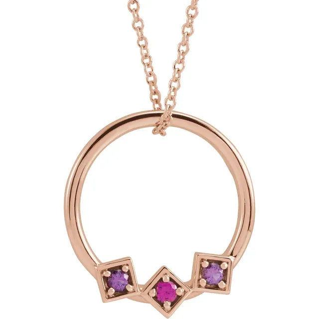 14K Rose Gold Family Circle 16-18" Necklace