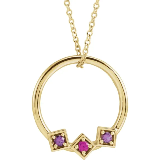 14K Yellow Gold Family Circle 16-18" Necklace