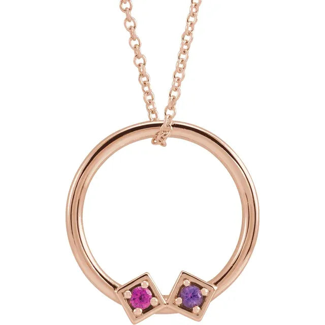 14K Rose Gold Family Circle 16-18" Necklace
