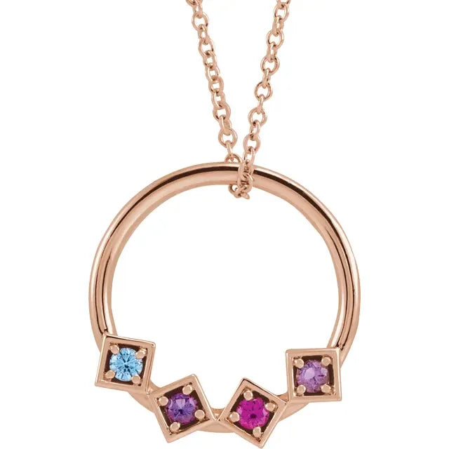 14K Rose Gold Family Circle 16-18" Necklace