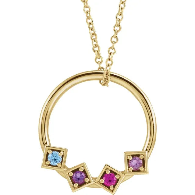 14K Yellow Gold Family Circle 16-18" Necklace