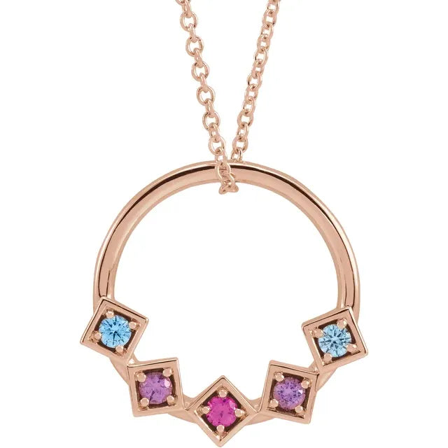 14K Rose Gold Family Circle 16-18" Necklace