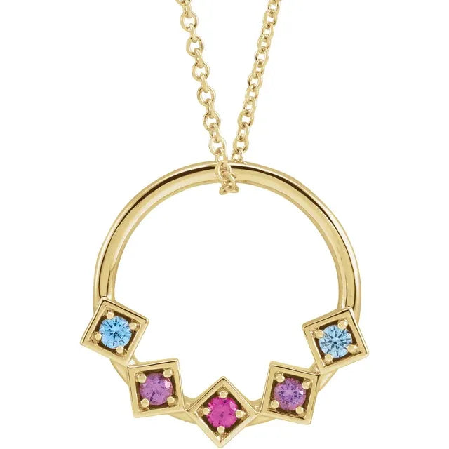 14K Yellow Gold Family Circle 16-18" Necklace