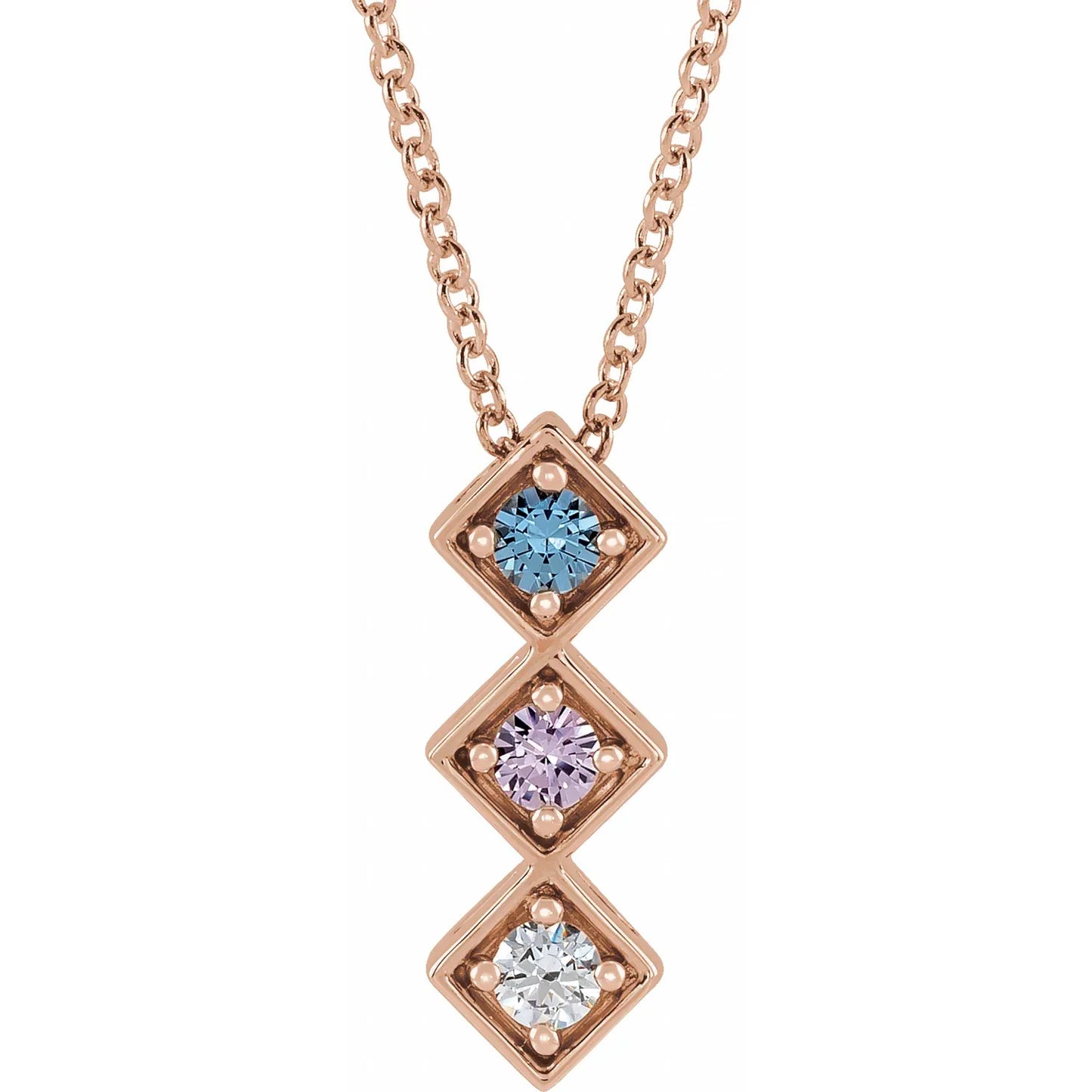 14K Rose Gold Family Birthstone Bar Slide Necklace
