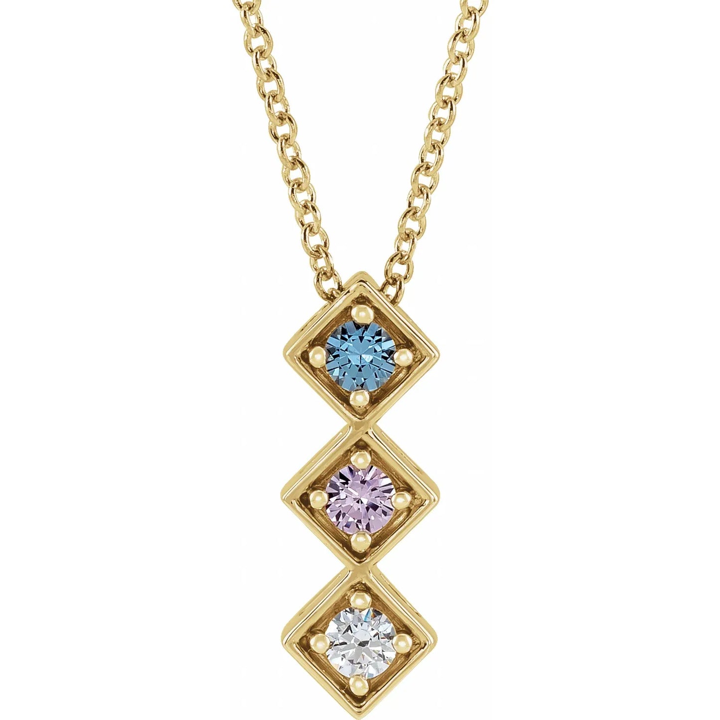 14K Yellow Gold Family Birthstone Bar Slide Necklace