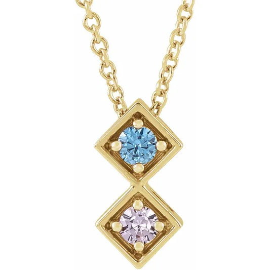 14K Yellow Gold Family Birthstone Bar Slide Necklace