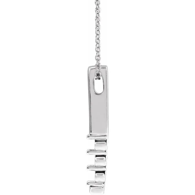 14K White Gold Family Birthstone Bar 16-18" Necklace