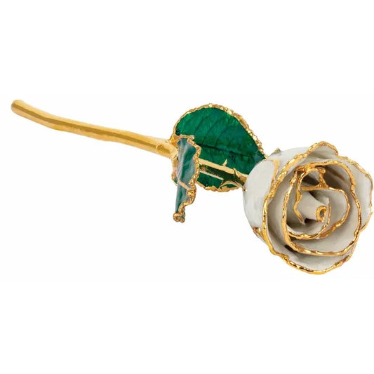 June Pearl Colored Lacquered Birthstone Rose with Gold Trim