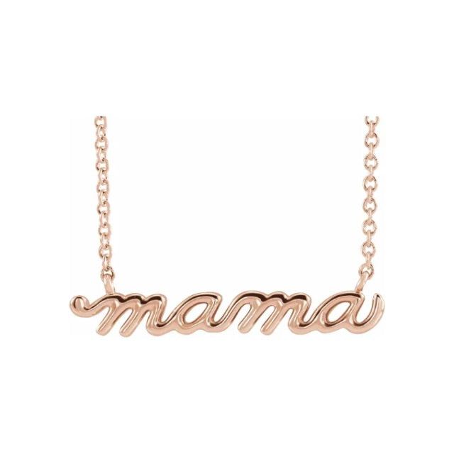 14KT Rose Gold Petite Script Mama 18" Necklace