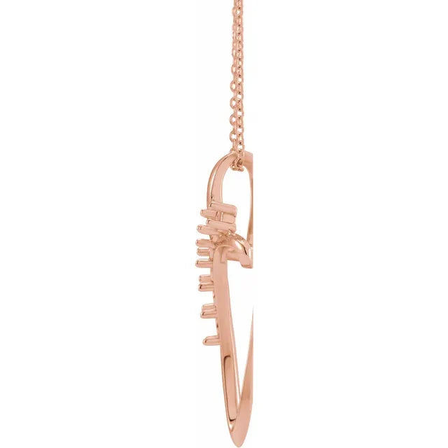 14K Rose Gold Family Birthstone Cross Necklace