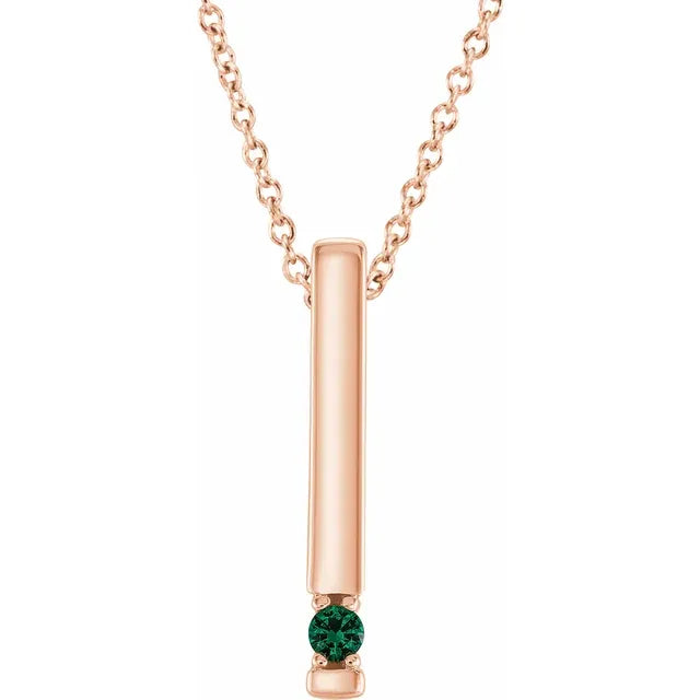 14K Rose Gold Family Birthstone Bar 16-18" Necklace