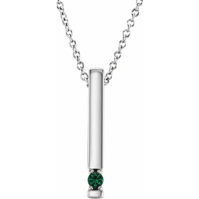 14K White Gold Family Birthstone Bar 16-18" Necklace