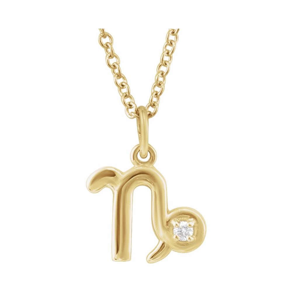 14K Gold .015 CT Natural Diamond Zodiac 16-18" Necklace