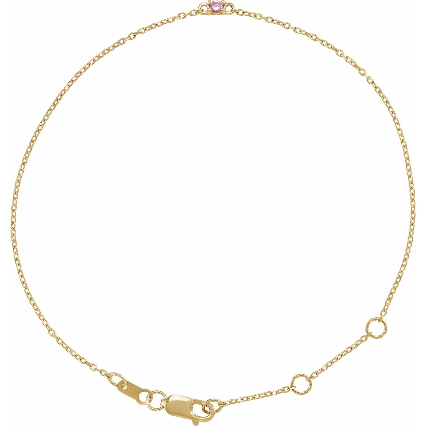 14K Yellow Gold Family Birthstone 6 1/2 - 7 1/2 Inch Bracelet