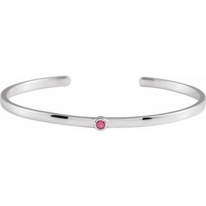 14K White Gold Family Birthstone Cuff Bracelet